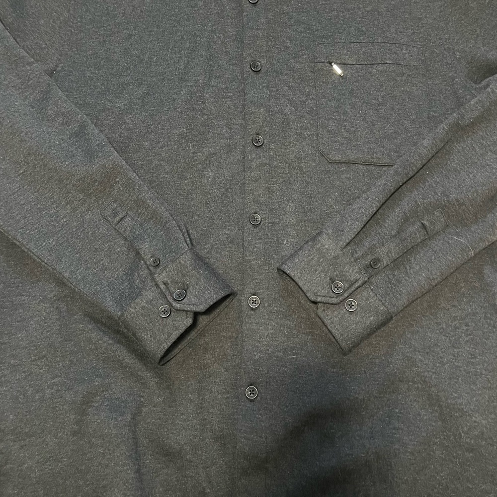 Bugatchi Cotton Blend Button Diwn Shirt Jacket Caviar Charcoal Grey size Large - Picture 11 of 16